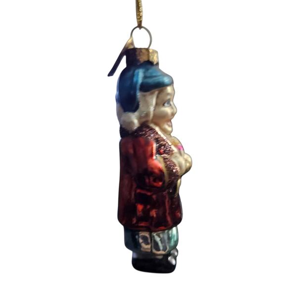 Thomas Pacconi Glass Ornament Holiday Caroler with Candle 3" Vintage - Picture 3 of 6